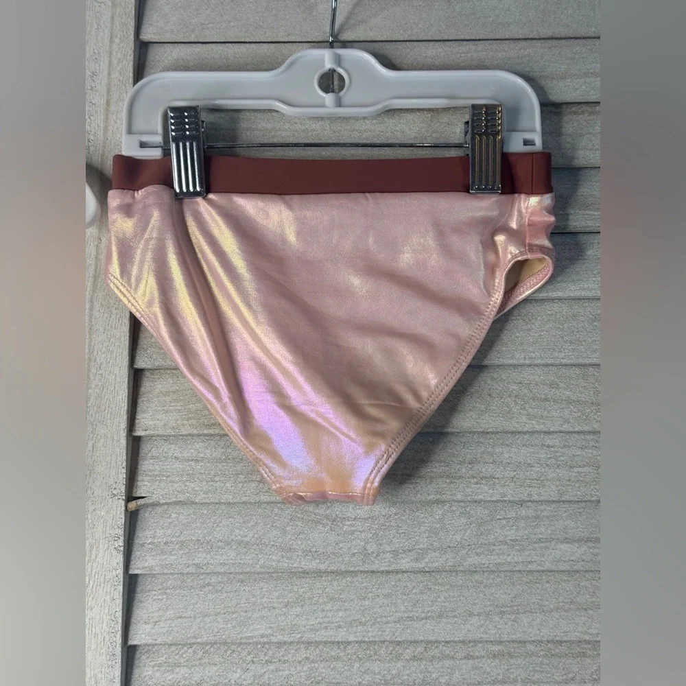 Joyfolie Mia Joy Metallic Pink Two Piece Swimsuit Girls Size 6 Bikini Set